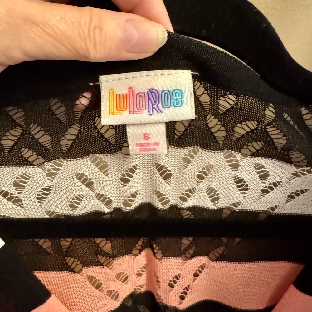 LuLaRoe Black and Pink Striped Cardigan - Picture 4 of 4
